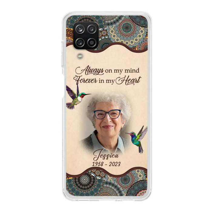 Custom Personalized Memorial Photo Phone Case - Memorial Gift Idea For Mother's Day/Father's Day - Always On My Mind, Forever In My Heart - Case For iPhone/Samsung