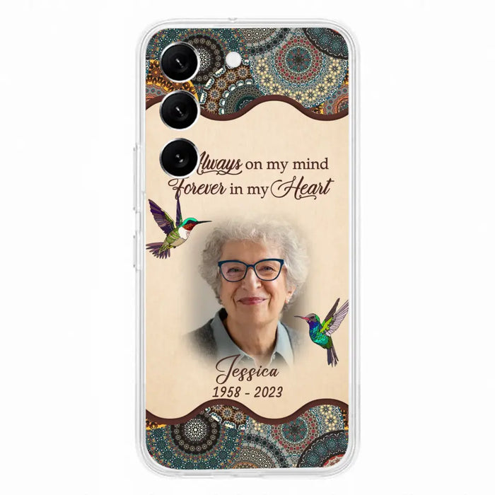 Custom Personalized Memorial Photo Phone Case - Memorial Gift Idea For Mother's Day/Father's Day - Always On My Mind, Forever In My Heart - Case For iPhone/Samsung