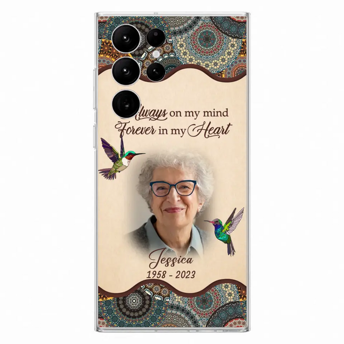 Custom Personalized Memorial Photo Phone Case - Memorial Gift Idea For Mother's Day/Father's Day - Always On My Mind, Forever In My Heart - Case For iPhone/Samsung