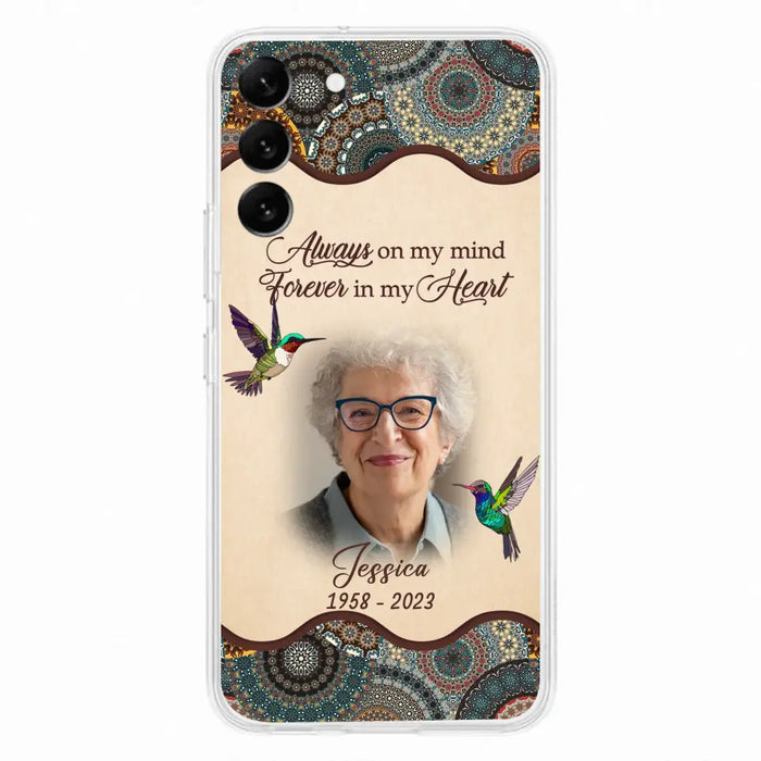 Custom Personalized Memorial Photo Phone Case - Memorial Gift Idea For Mother's Day/Father's Day - Always On My Mind, Forever In My Heart - Case For iPhone/Samsung