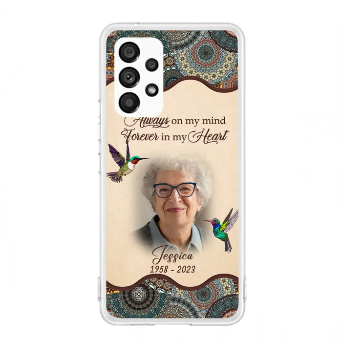 Custom Personalized Memorial Photo Phone Case - Memorial Gift Idea For Mother's Day/Father's Day - Always On My Mind, Forever In My Heart - Case For iPhone/Samsung