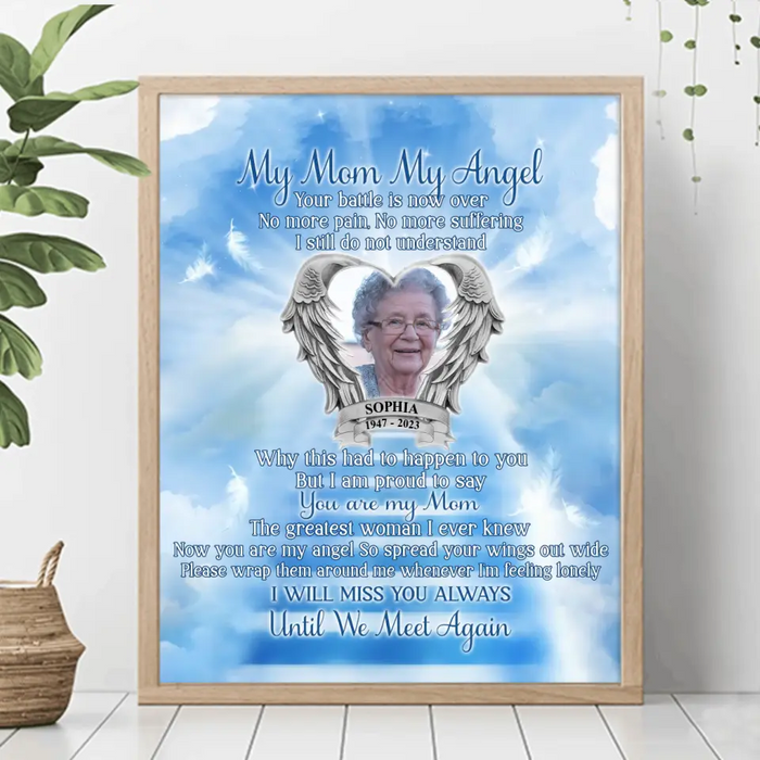 Custom Personalized Memorial Photo Poster - Memorial Gift Idea for Father's Day/Mother's Day - My Angel Your Battle Is Now Over