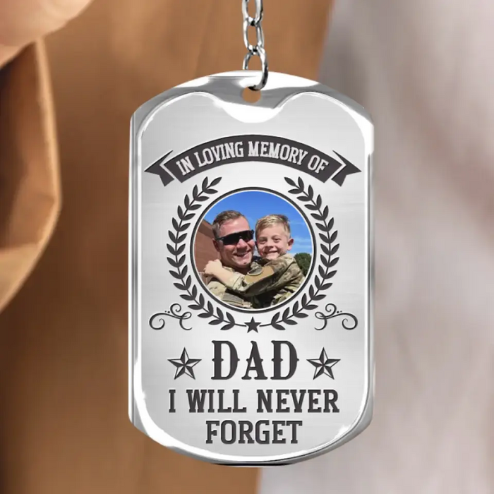 Custom Personalized Memorial Veteran Photo Aluminium Keychain - Gift Idea For Veteran/ Father's Day - In Loving Memory Of Dad I Will Never Forget