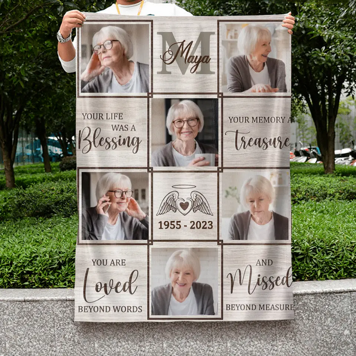 Custom Personalized Memorial Flag Sign - Upload Photo - Memorial Gift Idea - You Are Loved Beyond Words And Missed Beyond Measure