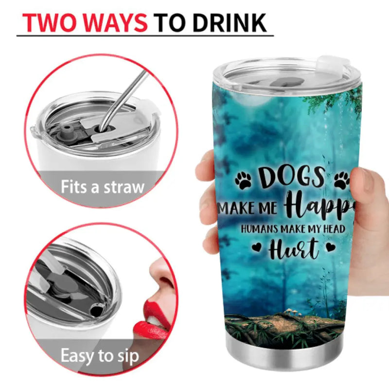 Personalized Memorial Dog Tumbler - Up to 5 Dogs - Gift For Dog Lovers - The Road To My Heart Is Paved With Paw Prints