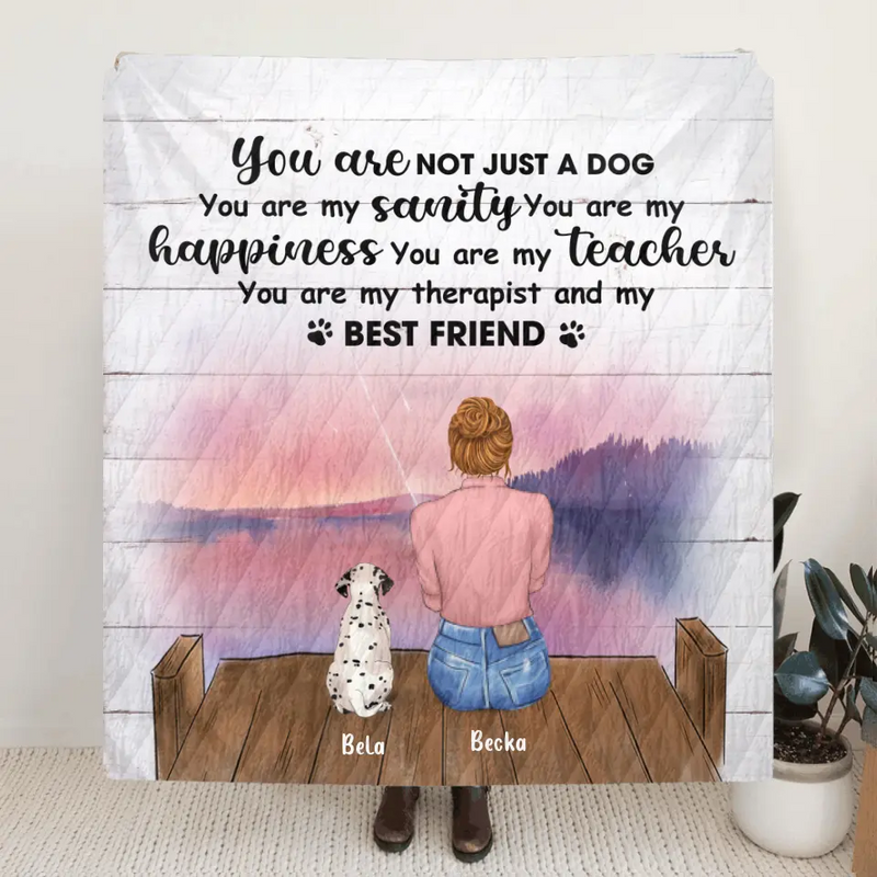 Personalized Dog Mom/Dog Dad Quilt - Mom/Dad With Up To 3 Pets Quilt Blanket - You Are My Therapist And My Best Friend