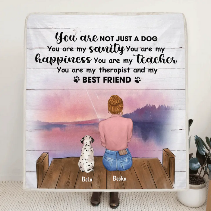 Custom Personalized Mother's Day/Father's Day Gift For Dog Mom/ Dog Dad- Mom/Dad With Upto 3 Pets Fleece Blanket - You are my therapist and my best friend