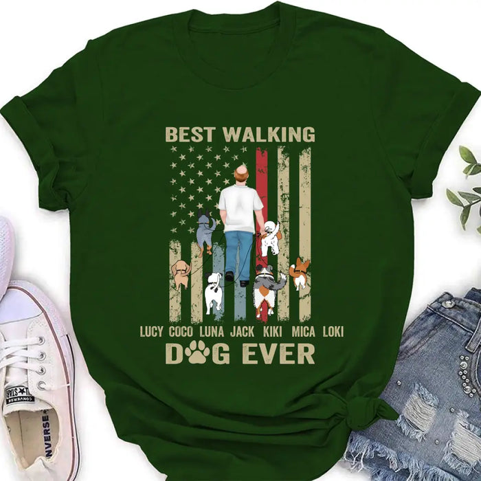 Custom Personalized Dad Dog Shirt/Hoodie - Gift Idea For Dog Lovers/Father's Day - Upto 6 Dogs - Best Walking Dog Ever