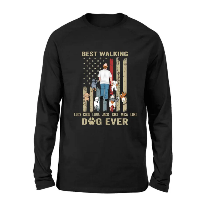 Custom Personalized Dad Dog Shirt/Hoodie - Gift Idea For Dog Lovers/Father's Day - Upto 6 Dogs - Best Walking Dog Ever