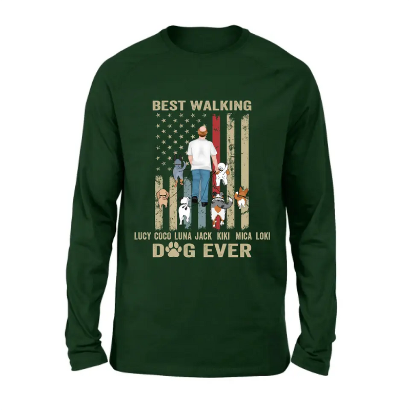 Personalized Dad Dog Shirt/Hoodie - Gift Idea For Dog Lovers/Father's Day - Up to 6 Dogs - Best Walking Dog Ever