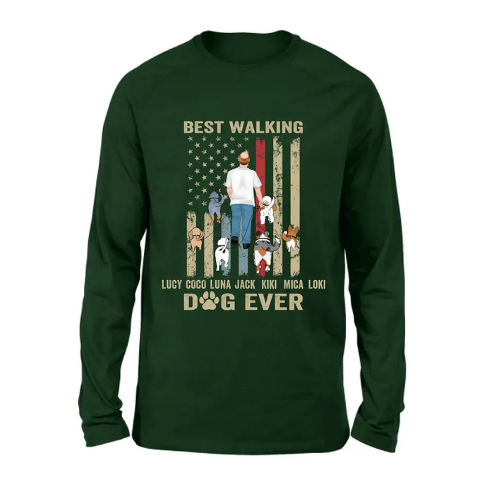 Custom Personalized Dad Dog Shirt/Hoodie - Gift Idea For Dog Lovers/Father's Day - Upto 6 Dogs - Best Walking Dog Ever