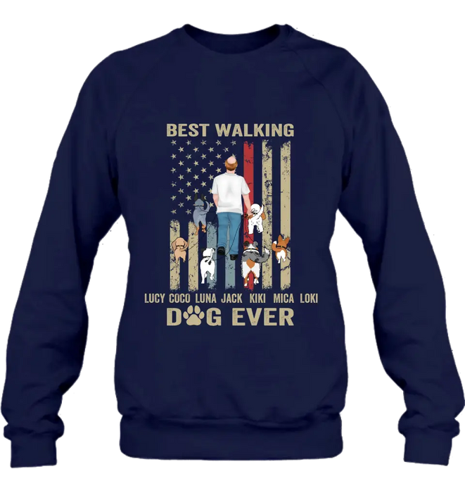 Custom Personalized Dad Dog Shirt/Hoodie - Gift Idea For Dog Lovers/Father's Day - Upto 6 Dogs - Best Walking Dog Ever