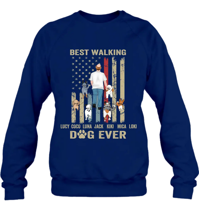 Custom Personalized Dad Dog Shirt/Hoodie - Gift Idea For Dog Lovers/Father's Day - Upto 6 Dogs - Best Walking Dog Ever