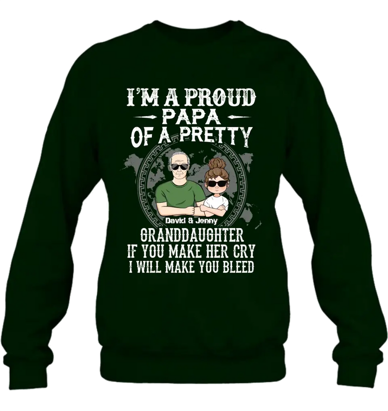 Personalized Grandpa Shirt/Hoodie - Father's Day Gift Idea for Grandpa - I'm A Proud Papa Of A Pretty Granddaughter