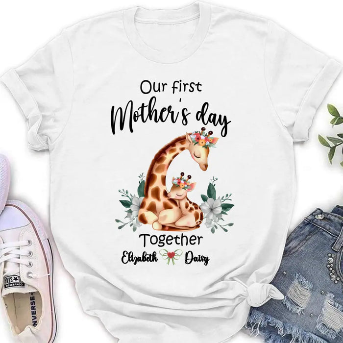 Custom Personalized Giraffe Baby Onesie/T-Shirt - Gift Idea for Baby/Mother's Day - Our First Mother's Day Together