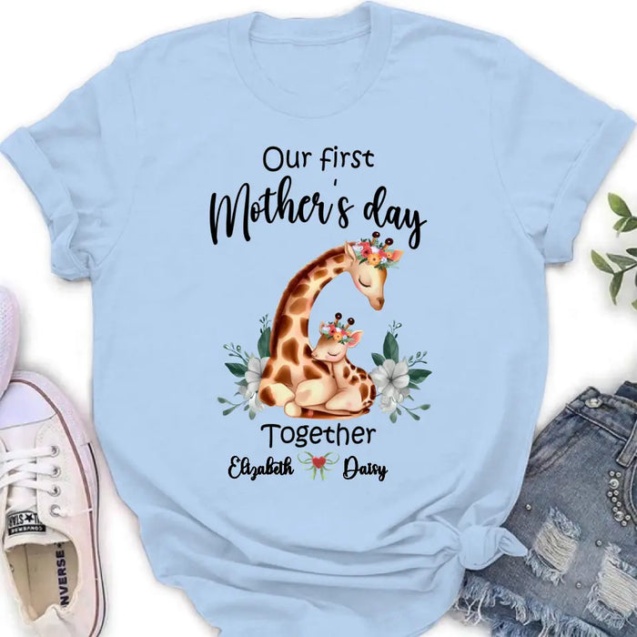 Custom Personalized Giraffe Baby Onesie/T-Shirt - Gift Idea for Baby/Mother's Day - Our First Mother's Day Together