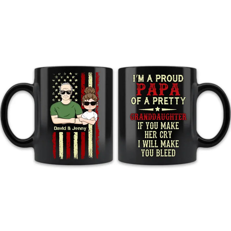 Custom Personalized Grandpa Coffee Mug - Father's Day Gift Idea for Grandpa - I'm A Proud Papa Of A Pretty Granddaughter