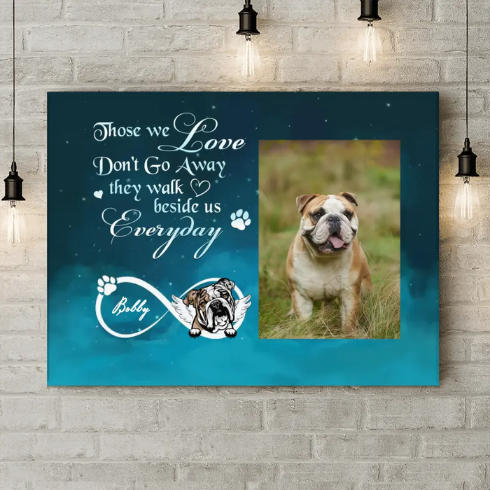 Custom Personalized Memorial Photo Canvas - Memorial Gift Idea for Dog/Cat Owners - Those We Love Don't Go Away They Walk Beside Us Everyday