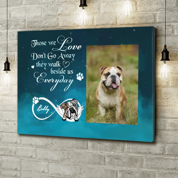 Custom Personalized Memorial Photo Canvas - Memorial Gift Idea for Dog/Cat Owners - Those We Love Don't Go Away They Walk Beside Us Everyday