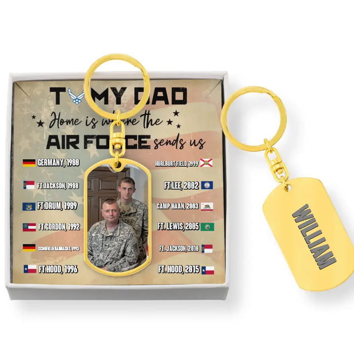 Custom Personalized Veteran Dog Tag Keychain With Message Card - Gift Idea For Veteran/Father's Day/ Independence Day - To My Dad/Grandpa