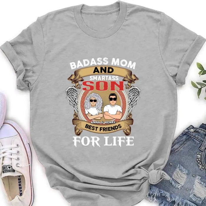 Custom Personalized Mother And Son T-shirt/ Long Sleeve/ Sweatshirt/ Hoodie - Gift Idea For Mother's Day - Badass Mom And Smartass Son Best Friends For Life