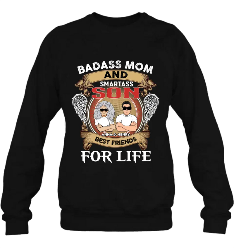 Personalized Mother And Son T-shirt/Long Sleeve/Sweatshirt/Hoodie - Gift Idea For Mother's Day - Badass Mom And Smartass Son Best Friends For Life