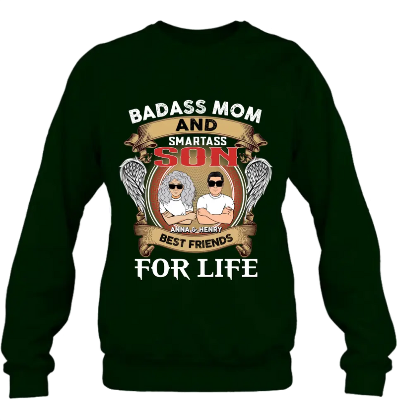 Personalized Mother And Son T-shirt/Long Sleeve/Sweatshirt/Hoodie - Gift Idea For Mother's Day - Badass Mom And Smartass Son Best Friends For Life