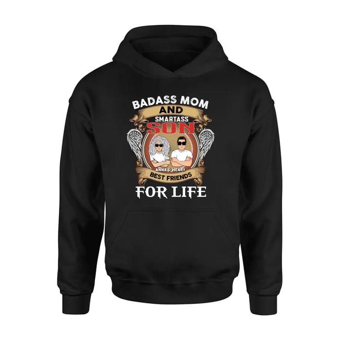 Custom Personalized Mother And Son T-shirt/ Long Sleeve/ Sweatshirt/ Hoodie - Gift Idea For Mother's Day - Badass Mom And Smartass Son Best Friends For Life