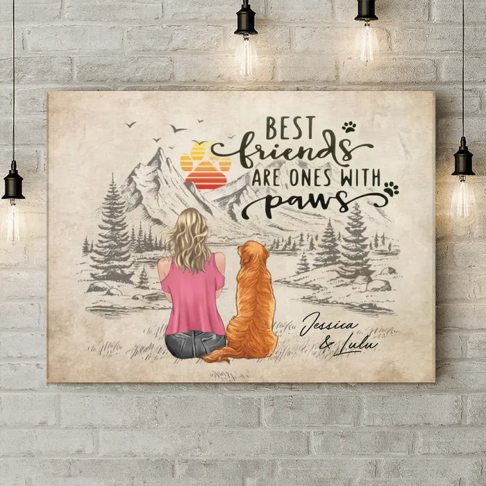 Custom Personalized Dog Mom Canvas - Mom With Up to 5 Dogs - Gift Idea For Mother's Day/Dog Lovers - Best Friends Are Ones With Paws