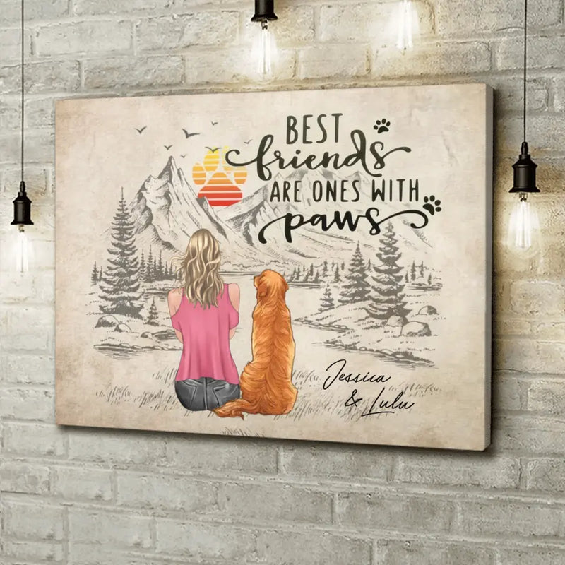 Personalized Dog Mom Canvas - Up to 5 Dogs - Mother's Day Gift For Dog Lovers - Best Friends Are Ones With Paws