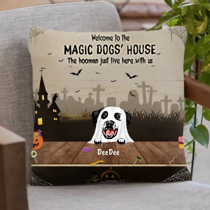 Custom Personalized Halloween Dogs Pillow Cover/Cushion Cover - Upto 5 Dogs - Best Gift For Dog Lovers - Welcome To The Magic Dogs' House - EAC1XW