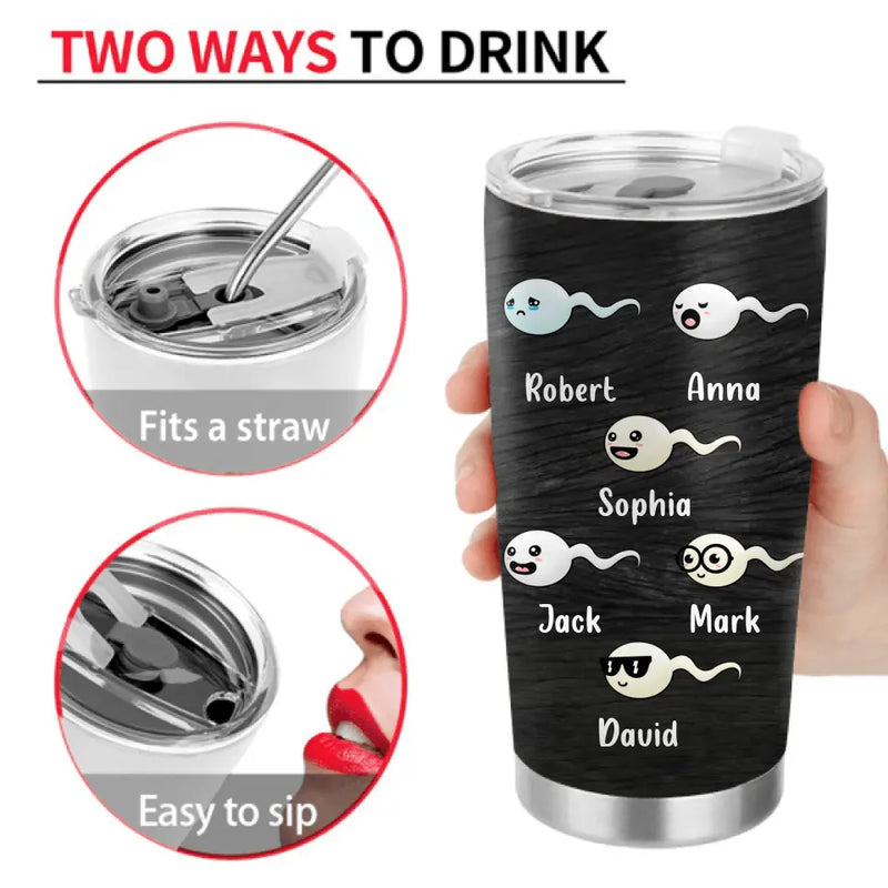 Personalized Sperms Tumbler - Gift Idea For Father's Day - Up to 6 Sperms - Seems Like Just Yesterday We Were Chillin' In Your Balls