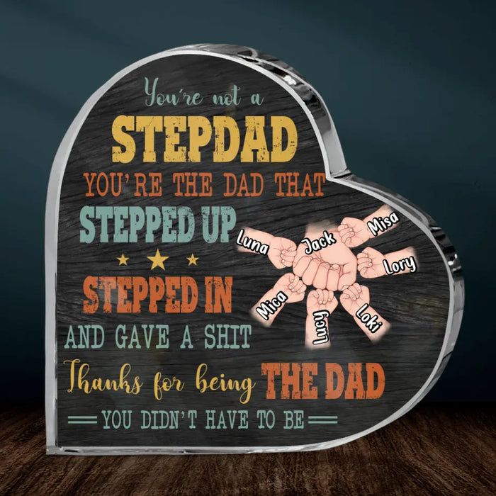 Custom Personalized Step Father Crystal Heart - Best Gift Idea For Father's Day - Upto 6 Kids Father