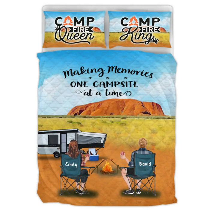 Custom Personalized Australian Camping Quilt Bed Sets - Parents With Up To 3 Kids And 3 Pets - Best Gift For Camping Lovers - Making Memories One Campsite At A Time