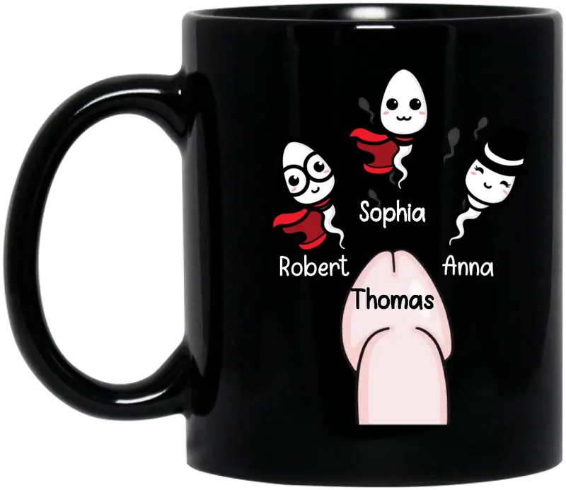 Personalized Sperms Mug - Gift Idea For Father's Day From Kids - Up to 3 Sperms - Seems Like Just Yesterday We Were Chillin' In Your Balls Happy Father's Day