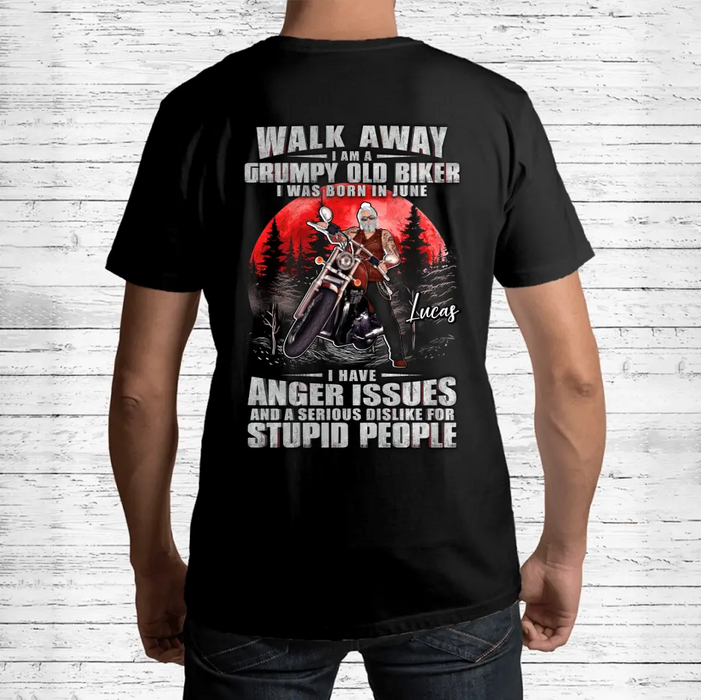 Custom Personalized Biker Shirt/Hoodie - Father's Day Gift Idea For Biker - Walk Away I Am A Grumpy Old Biker