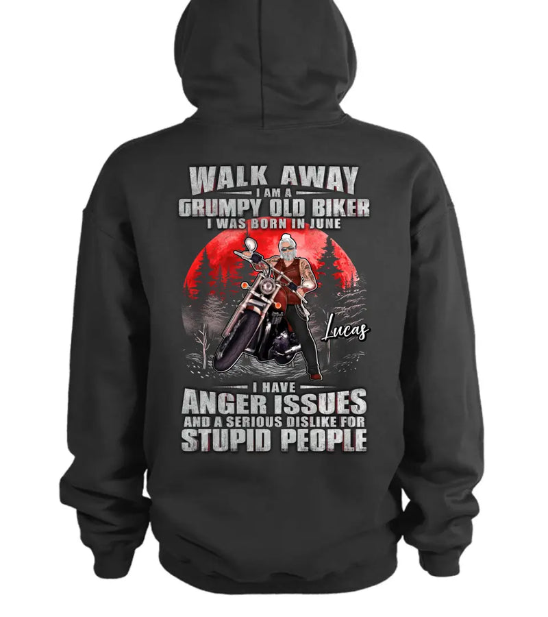 Personalized Biker Shirt/Hoodie - Father's Day Gift Idea For Biker - Walk Away I Am A Grumpy Old Biker