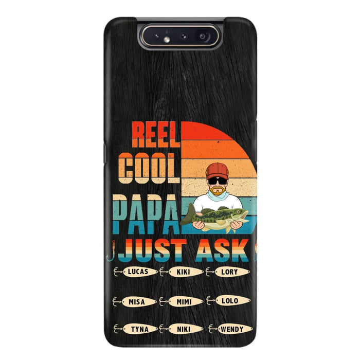 Custom Personalized Reel Cool Dad Phone Case - Gift Idea For Father's Day/Grandpa/Fishing Lovers - Upto 9 Kids - Reel Cool Papa Just Ask - Cases For iPhone/Samsung