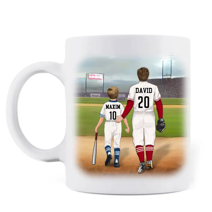 Custom Personalized Baseball Dad Coffee Mug - Father's Day Gift Idea for Baseball Lovers - Thanks For Being My Hero