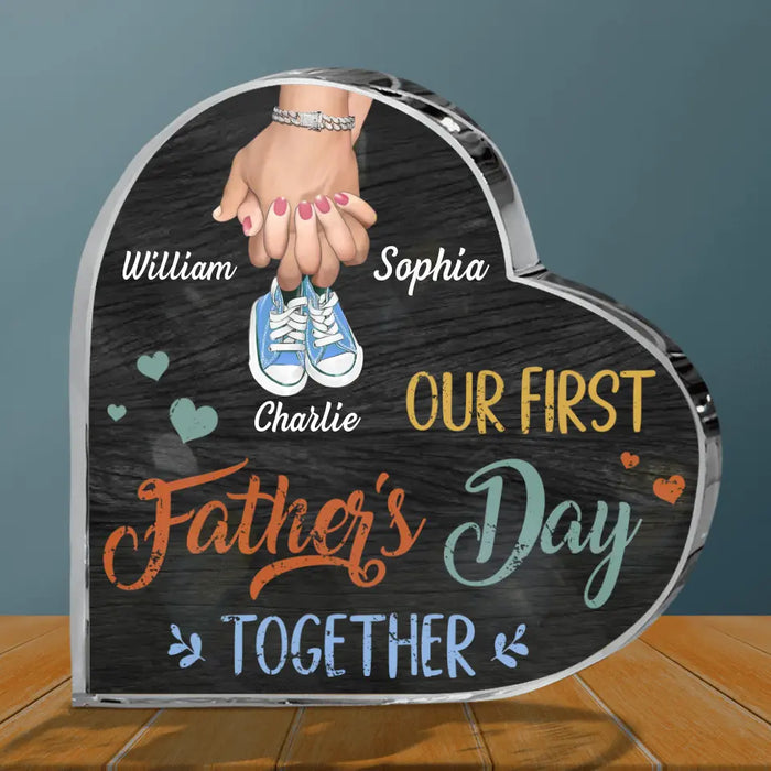 Custom Personalized First Father's Day Crystal Heart - Best Gift Idea For Mother's Day/Father's Day 2023 - Our First Father's Day Together