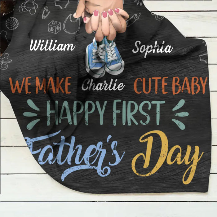 Custom Personalized First Father's Day Quilt/Single Layer Fleece Blanket - Best Gift Idea For Mother's Day/Father's Day 2023 - We Make Cute Baby