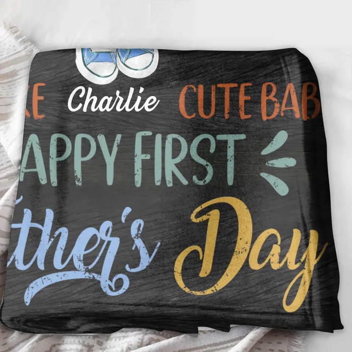 Custom Personalized First Father's Day Quilt/Single Layer Fleece Blanket - Best Gift Idea For Mother's Day/Father's Day 2023 - We Make Cute Baby