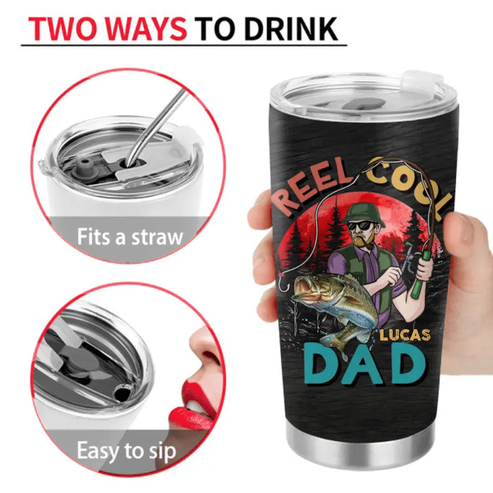 Custom Personalized Fishing Dad Tumbler - Gift Idea For Father's Day - We Hooked The Best Dad No Trout About It You Totally Kick Bass