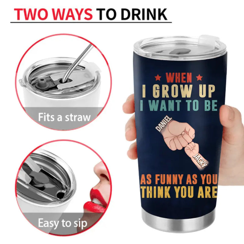 Personalized Dad Tumbler - Up to 6 Children - Father's Day Gift Idea - I Keep All My Dad Jokes In A Dad-A-Base