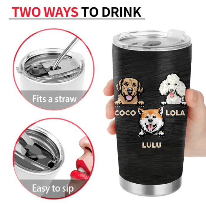 Custom Personalized Dog Dad Tumbler - Gift Idea For Father's Day/Dad/Dog Lovers - Upto 3 Dogs - Dear Dad Thanks For Picking Up Our Poop And Stuff