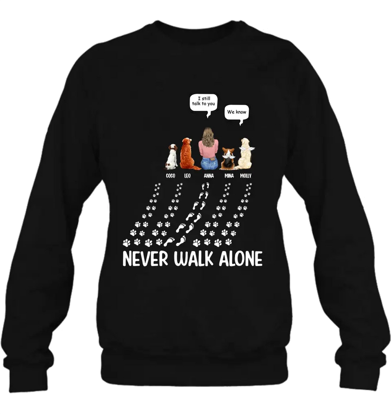 Personalized Memorial Pet Shirt/Hoodie - Up to 4 Pets - Memorial Gift Idea For Father's Day/Mother's Day - Never Walk Alone