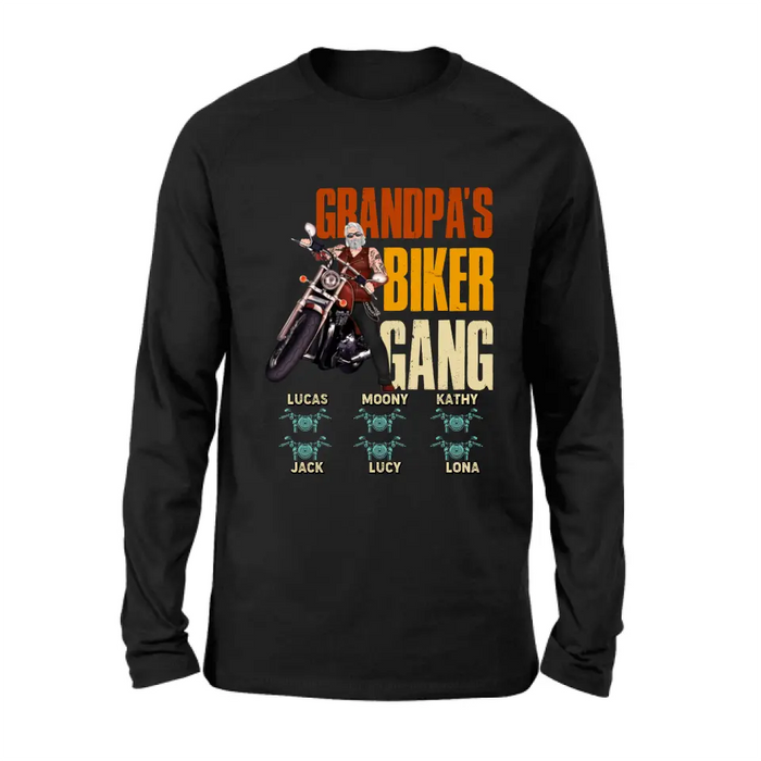 Custom Personalized Biker Shirt/Hoodie - Father's Day Gift Idea for Dad/Grandpa - Upto 6 Kids - Grandpa's Biker Gang