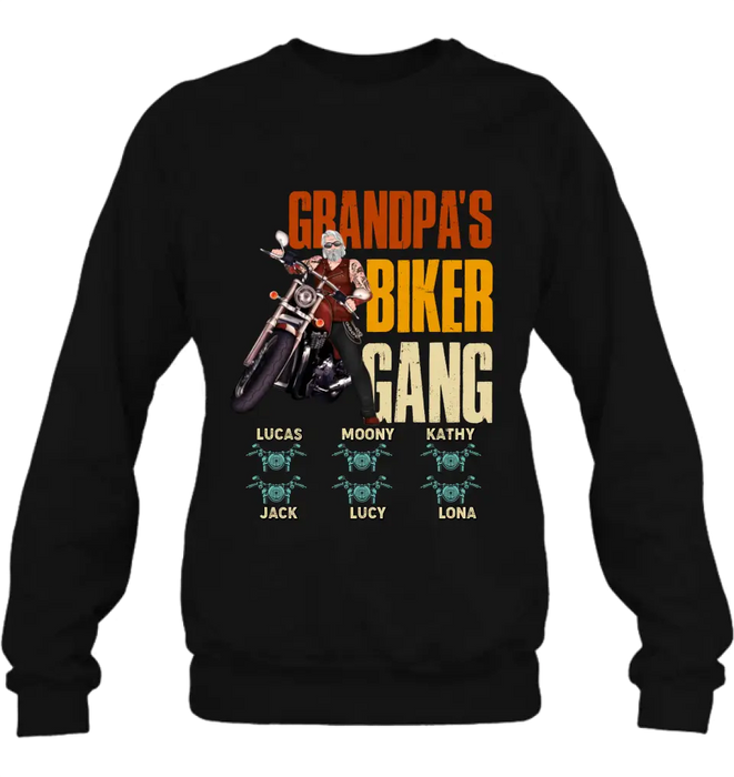 Custom Personalized Biker Shirt/Hoodie - Father's Day Gift Idea for Dad/Grandpa - Upto 6 Kids - Grandpa's Biker Gang