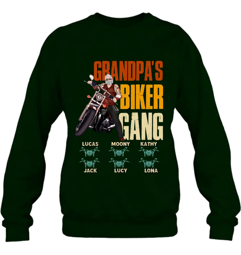 Personalized Biker Shirt/Hoodie - Father's Day Gift Idea for Dad/Grandpa - Up to 6 Kids - Grandpa's Biker Gang