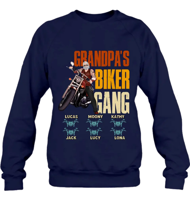 Custom Personalized Biker Shirt/Hoodie - Father's Day Gift Idea for Dad/Grandpa - Upto 6 Kids - Grandpa's Biker Gang